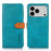 For iPhone 17 Pro KHAZNEH Dual-color Cowhide Texture Flip Leather Phone Case(Blue)