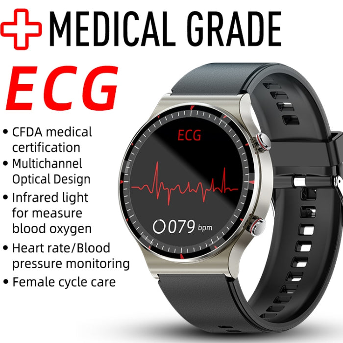 G08 1.3 inch TFT Screen Smart Watch, Support Medical-grade ECG Measurement/Women Menstrual Reminder, TPU Strap