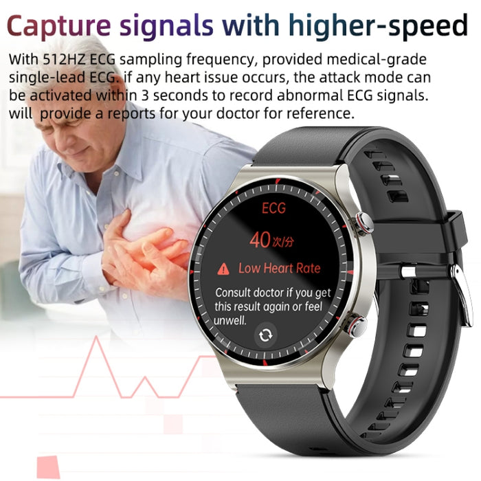 G08 1.3 inch TFT Screen Smart Watch, Support Medical-grade ECG Measurement/Women Menstrual Reminder, TPU Strap