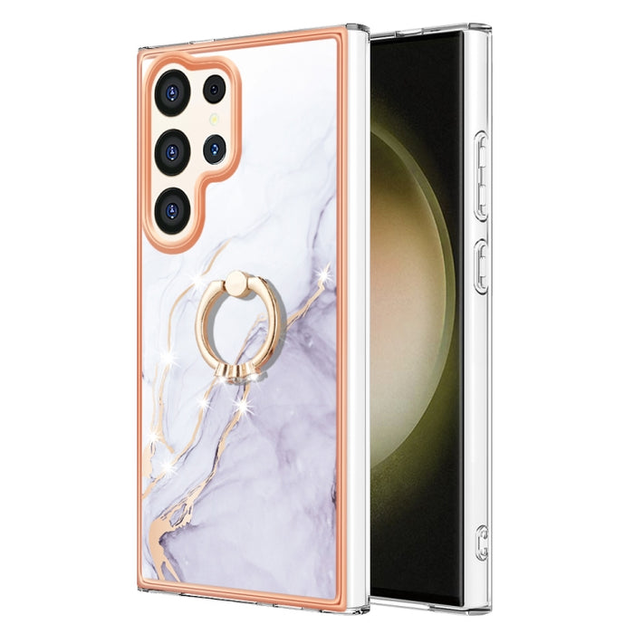 Electroplating Marble IMD TPU Phone Case with Ring Holder