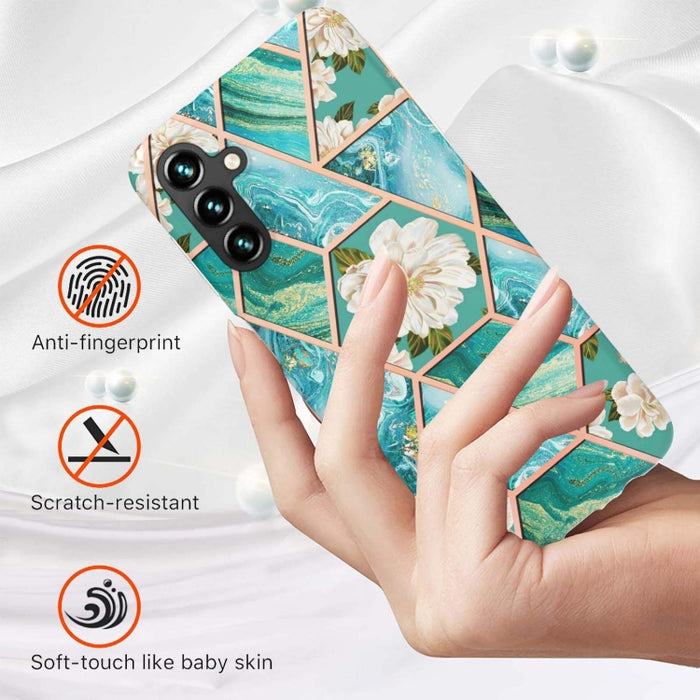 Splicing Marble Flower IMD TPU Phone Case, For Samsung Galaxy A34 5G, For Samsung Galaxy S24 Ultra 5G, For Samsung Galaxy S23 FE 5G, For Samsung Galaxy S24+ 5G, For Samsung Galaxy A54 5G, For Samsung Galaxy S24 5G
