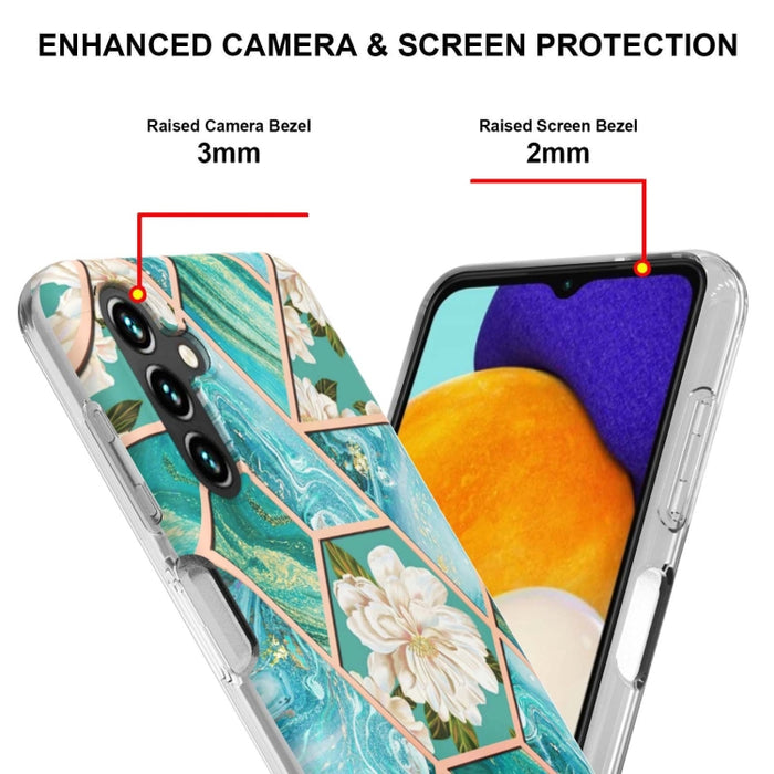 Splicing Marble Flower IMD TPU Phone Case, For Samsung Galaxy A34 5G, For Samsung Galaxy S24 Ultra 5G, For Samsung Galaxy S23 FE 5G, For Samsung Galaxy S24+ 5G, For Samsung Galaxy A54 5G, For Samsung Galaxy S24 5G