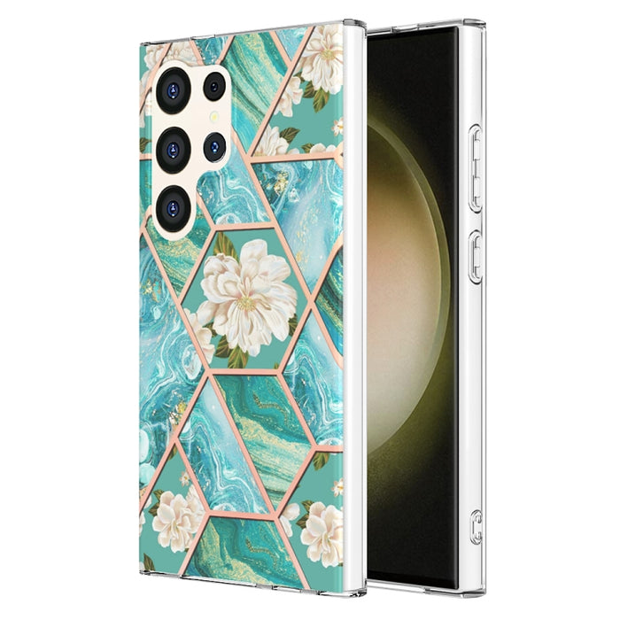 Splicing Marble Flower IMD TPU Phone Case, For Samsung Galaxy A34 5G, For Samsung Galaxy S24 Ultra 5G, For Samsung Galaxy S23 FE 5G, For Samsung Galaxy S24+ 5G, For Samsung Galaxy A54 5G, For Samsung Galaxy S24 5G