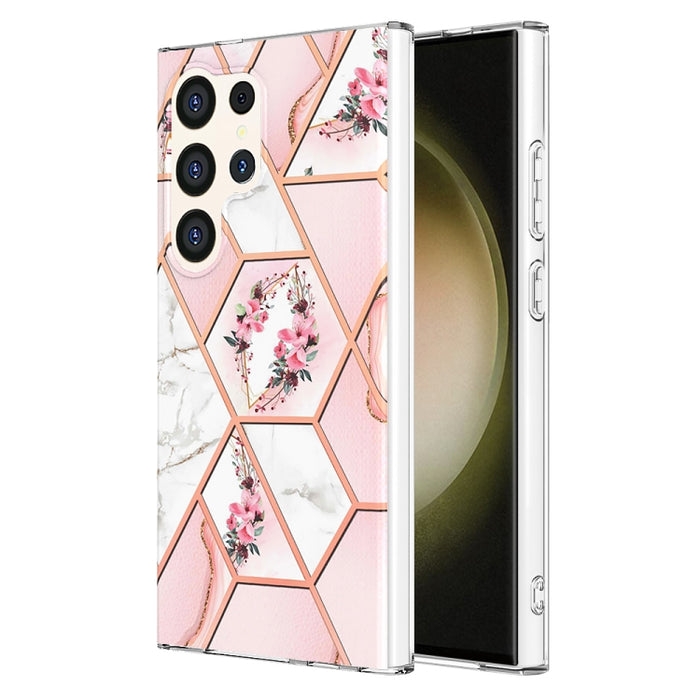 Splicing Marble Flower IMD TPU Phone Case, For Samsung Galaxy A34 5G, For Samsung Galaxy S24 Ultra 5G, For Samsung Galaxy S23 FE 5G, For Samsung Galaxy S24+ 5G, For Samsung Galaxy A54 5G, For Samsung Galaxy S24 5G