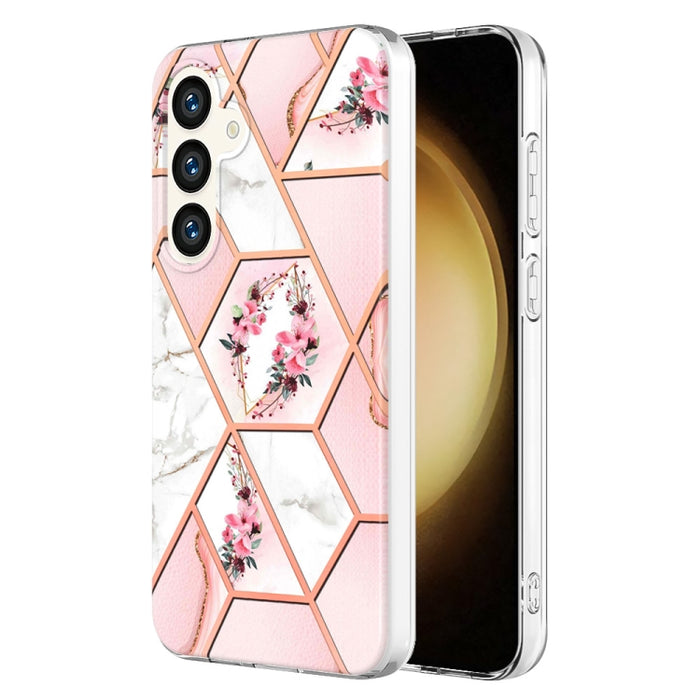 Splicing Marble Flower IMD TPU Phone Case, For Samsung Galaxy A34 5G, For Samsung Galaxy S24 Ultra 5G, For Samsung Galaxy S23 FE 5G, For Samsung Galaxy A54 5G, For Samsung Galaxy S24+ 5G, For Samsung Galaxy S24 5G