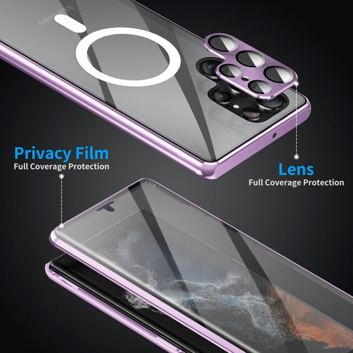 HD Full Cover Magsafe Magnetic Metal Tempered Glass Phone Case, For Samsung Galaxy S21+ 5G, For Samsung Galaxy S21 Ultra 5G