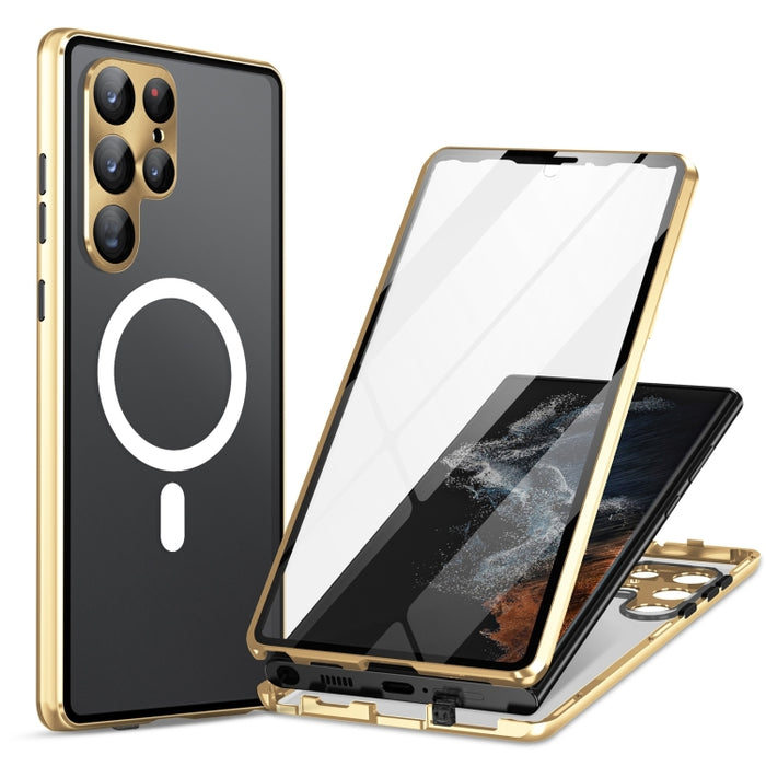 HD Full Cover Magsafe Magnetic Metal Tempered Glass Phone Case, For Samsung Galaxy S25 Ultra 5G, For Samsung Galaxy S24 Ultra 5G, For Samsung Galaxy S24+ 5G, For Samsung Galaxy S23 Ultra 5G, For Samsung Galaxy S23+ 5G, For Samsung Galaxy S23 5G��������...