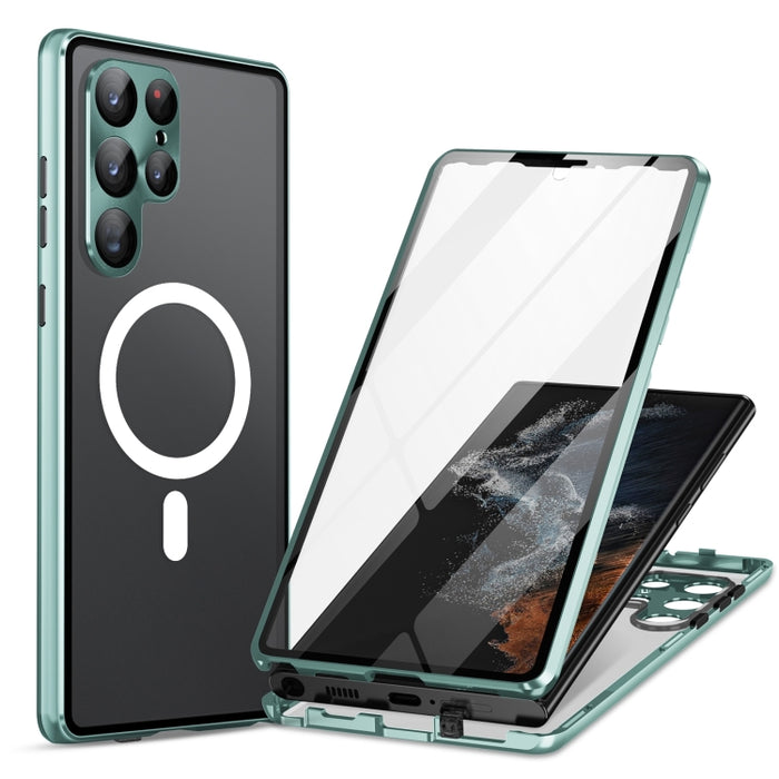 HD Full Cover Magsafe Magnetic Metal Tempered Glass Phone Case, For Samsung Galaxy S25 Ultra 5G, For Samsung Galaxy S24 Ultra 5G, For Samsung Galaxy S24+ 5G, For Samsung Galaxy S23 Ultra 5G, For Samsung Galaxy S23+ 5G, For Samsung Galaxy S23 5G��������...