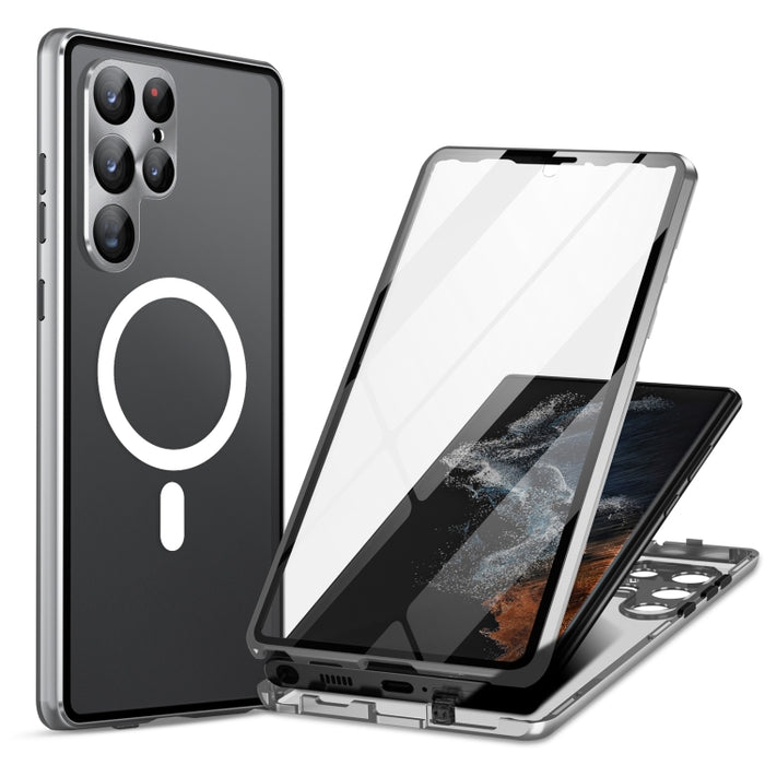 HD Full Cover Magsafe Magnetic Metal Tempered Glass Phone Case, For Samsung Galaxy S25 Ultra 5G, For Samsung Galaxy S24 Ultra 5G, For Samsung Galaxy S24+ 5G, For Samsung Galaxy S23 Ultra 5G, For Samsung Galaxy S23+ 5G, For Samsung Galaxy S23 5G��������...
