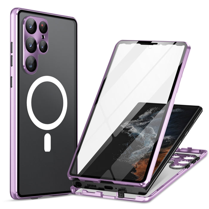 HD Full Cover Magsafe Magnetic Metal Tempered Glass Phone Case, For Samsung Galaxy S25 Ultra 5G, For Samsung Galaxy S24 Ultra 5G, For Samsung Galaxy S24+ 5G, For Samsung Galaxy S23 Ultra 5G, For Samsung Galaxy S23+ 5G, For Samsung Galaxy S23 5G��������...