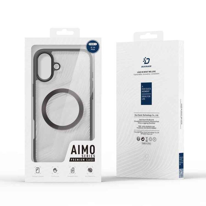 For iPhone 16 DUX DUCIS Aimo Mag Series TPU + PC MagSafe Frosted Feel Phone Case(Black)