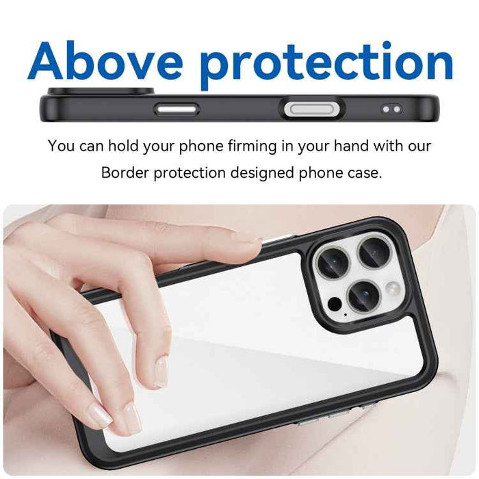 For iPhone 16 Pro Max Colorful Series Acrylic + TPU Phone Case(Black)