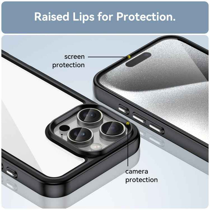 For iPhone 16 Pro Max Colorful Series Acrylic + TPU Phone Case(Black)
