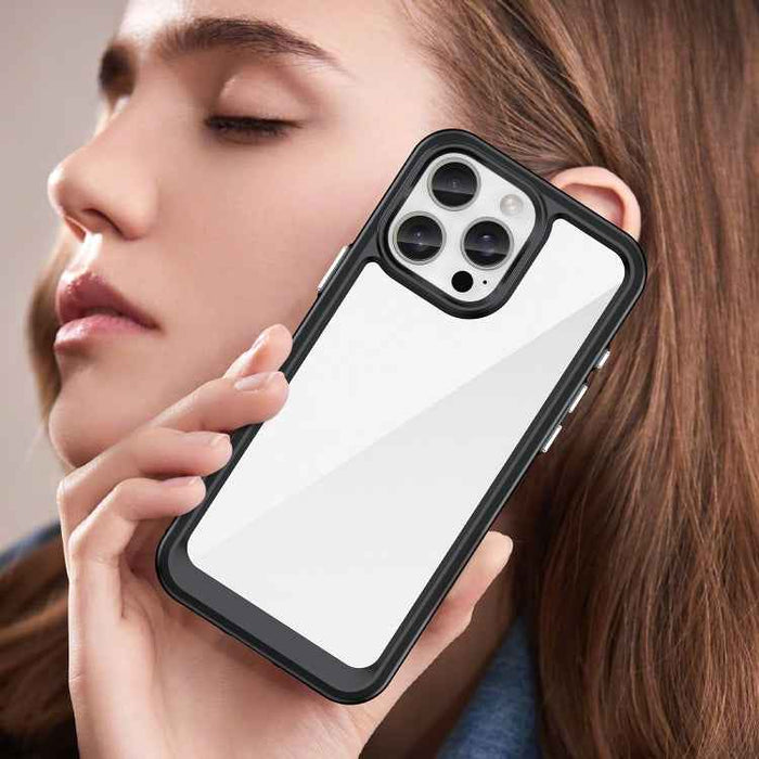 For iPhone 16 Pro Max Colorful Series Acrylic + TPU Phone Case(Black)