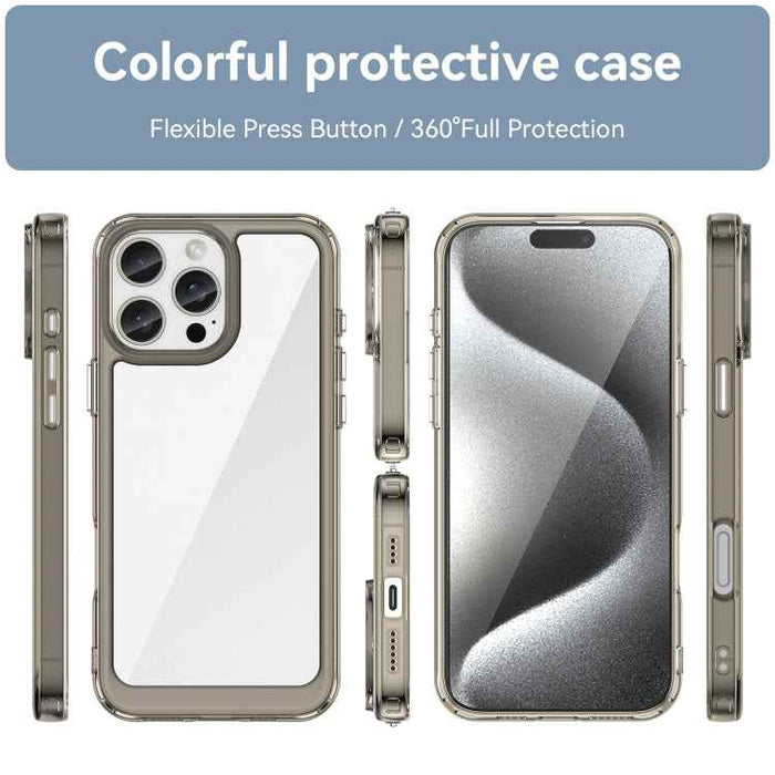 For iPhone 16 Pro Max Colorful Series Acrylic + TPU Phone Case(Transparent Grey)
