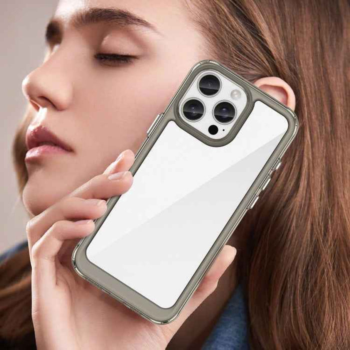 For iPhone 16 Pro Max Colorful Series Acrylic + TPU Phone Case(Transparent Grey)