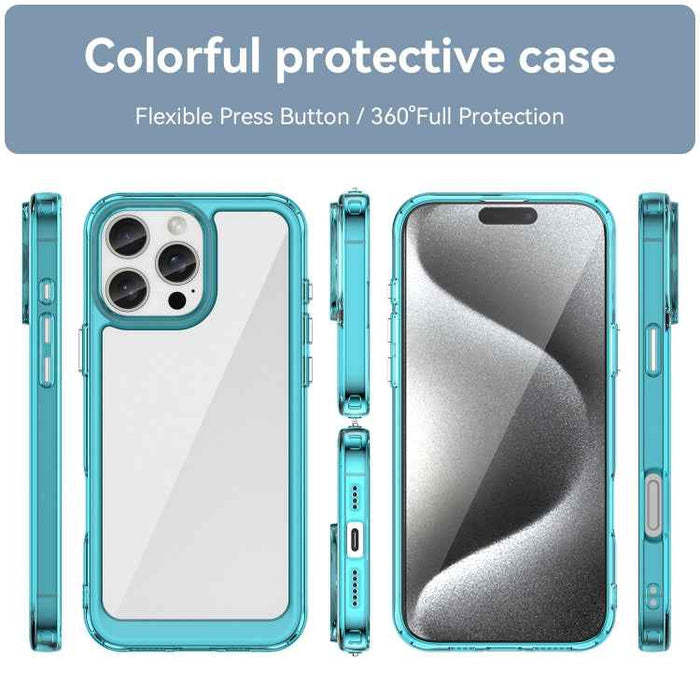 For iPhone 16 Pro Max Colorful Series Acrylic + TPU Phone Case(Transparent Blue)