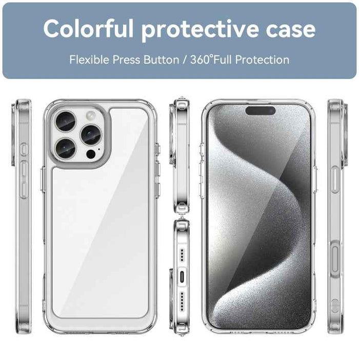 For iPhone 16 Pro Max Colorful Series Acrylic + TPU Phone Case(Transparent)