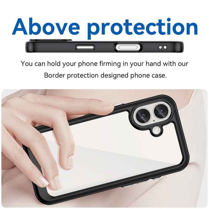 For iPhone 16 Plus Colorful Series Acrylic + TPU Phone Case(Black)