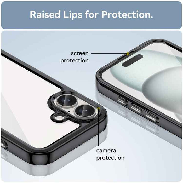 For iPhone 16 Plus Colorful Series Acrylic + TPU Phone Case(Black)