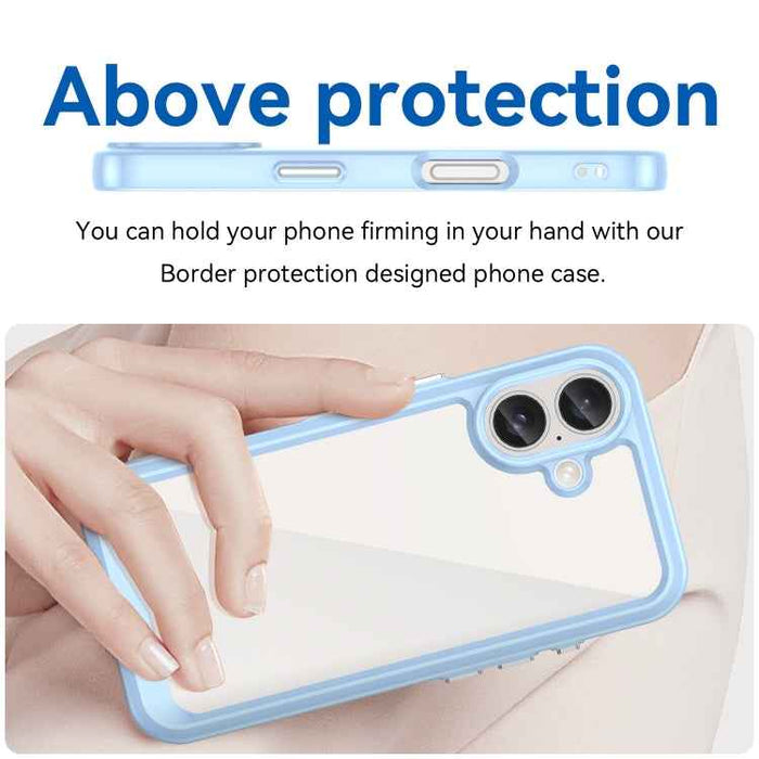 For iPhone 16 Plus Colorful Series Acrylic + TPU Phone Case(Blue)