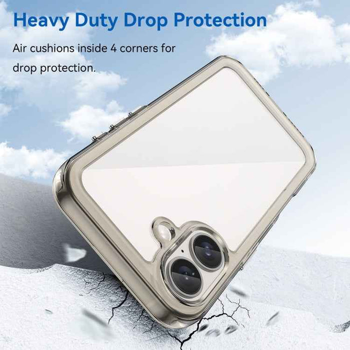 For iPhone 16 Plus Colorful Series Acrylic + TPU Phone Case(Transparent Grey)