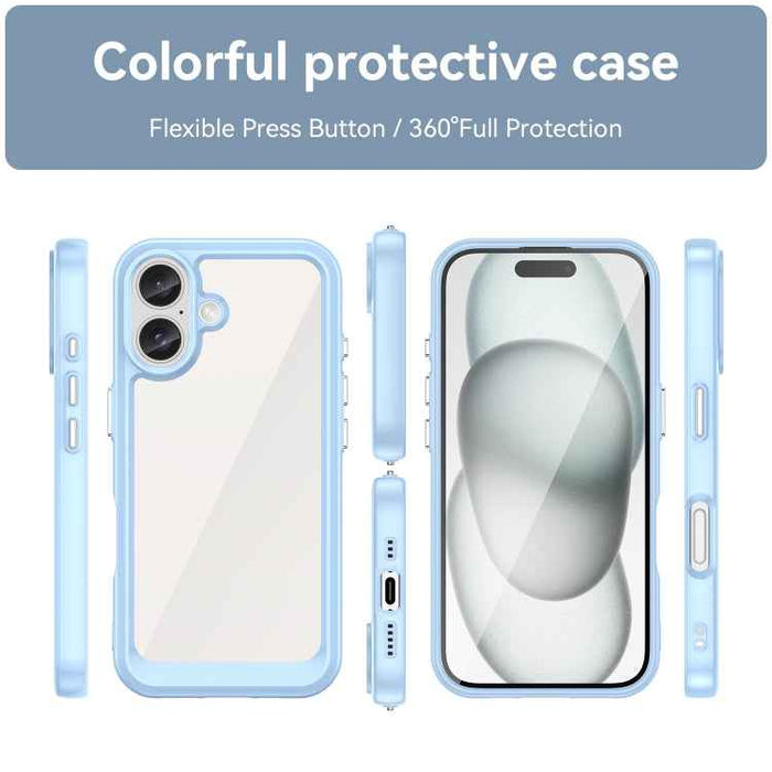 For iPhone 16 Colorful Series Acrylic + TPU Phone Case(Blue)
