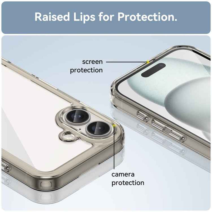 For iPhone 16 Colorful Series Acrylic + TPU Phone Case(Transparent Grey)