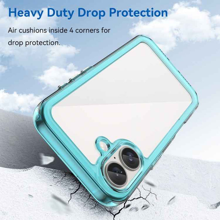 For iPhone 16 Colorful Series Acrylic + TPU Phone Case(Transparent Blue)