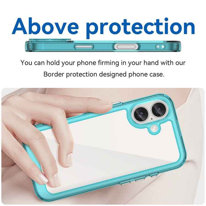For iPhone 16 Colorful Series Acrylic + TPU Phone Case(Transparent Blue)