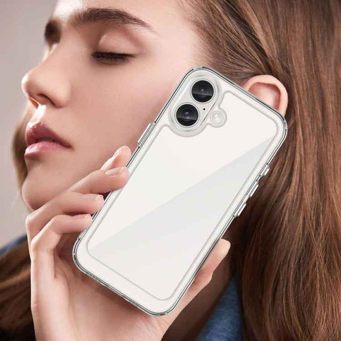 For iPhone 16 Colorful Series Acrylic + TPU Phone Case(Transparent)