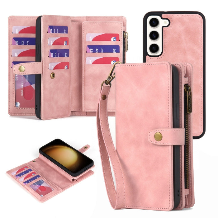 Zipper Wallet Magnetic Detachable Leather Phone Case, For Samsung Galaxy S23 5G, For Samsung Galaxy S23+ 5G, For Samsung Galaxy S23 Ultra 5G, For Samsung Galaxy S22 5G, For Samsung Galaxy S22+ 5G, For Samsung Galaxy S22 Ultra 5G, For Samsung Galaxy S21...