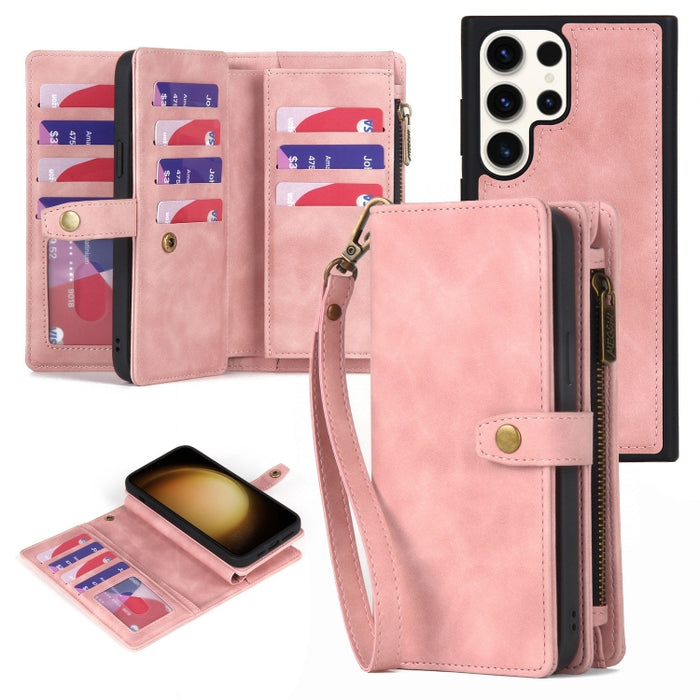 Zipper Wallet Magnetic Detachable Leather Phone Case, For Samsung Galaxy S23 5G, For Samsung Galaxy S23+ 5G, For Samsung Galaxy S23 Ultra 5G, For Samsung Galaxy S22 5G, For Samsung Galaxy S22+ 5G, For Samsung Galaxy S22 Ultra 5G, For Samsung Galaxy S21...
