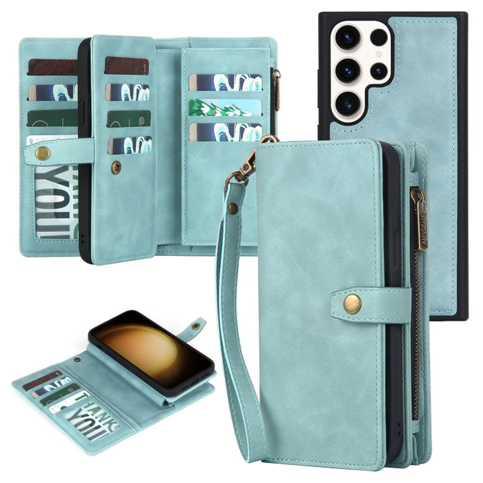 Zipper Wallet Magnetic Detachable Leather Phone Case, For Samsung Galaxy S23 5G, For Samsung Galaxy S23+ 5G, For Samsung Galaxy S23 Ultra 5G, For Samsung Galaxy S22 5G, For Samsung Galaxy S22+ 5G, For Samsung Galaxy S22 Ultra 5G, For Samsung Galaxy S21...