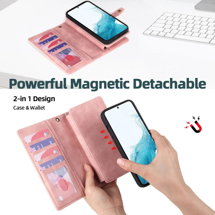 Zipper Wallet Magnetic Detachable Leather Phone Case, For Samsung Galaxy A22 5G, For Samsung Galaxy A32 5G, For Samsung Galaxy A32 4G, For Samsung Galaxy A33 5G, For Samsung Galaxy A42 5G, For Samsung Galaxy A50, For Samsung Galaxy A51 4G��������������...