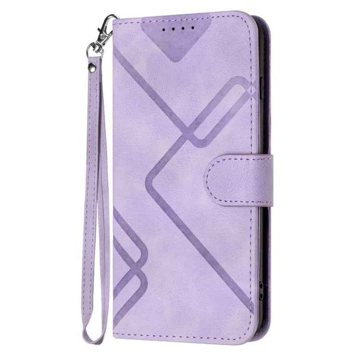 For iPhone 16 Pro Max Line Pattern Skin Feel Leather Phone Case(Light Purple)