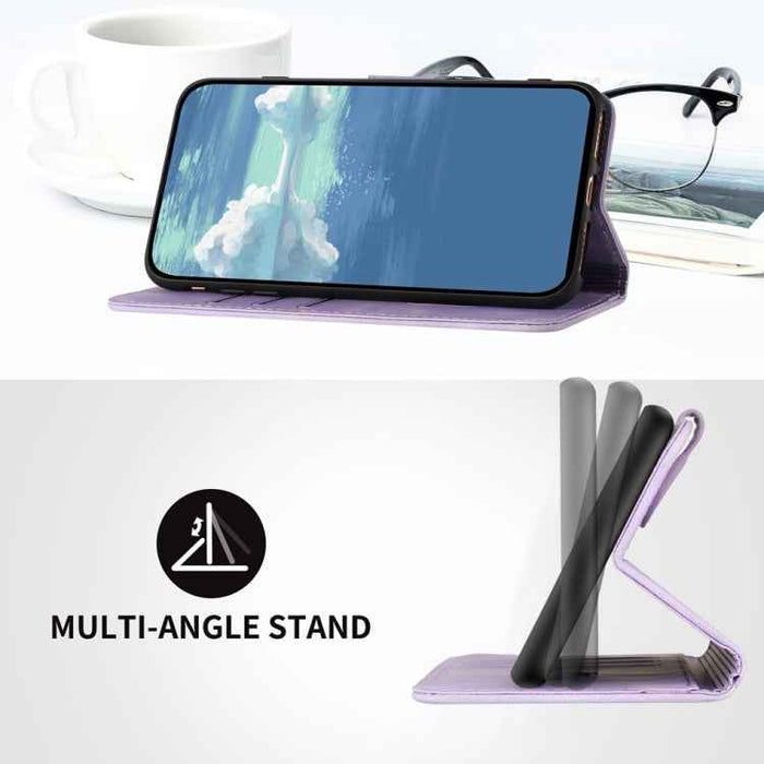 For iPhone 16 Pro Max Line Pattern Skin Feel Leather Phone Case(Light Purple)