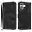 For iPhone 16 Plus Line Pattern Skin Feel Leather Phone Case(Black)