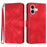 For iPhone 16 Line Pattern Skin Feel Leather Phone Case(Red)