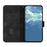 For iPhone 16 Line Pattern Skin Feel Leather Phone Case(Black)