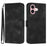 For iPhone 16 Line Pattern Skin Feel Leather Phone Case(Black)