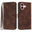 For iPhone 16 Line Pattern Skin Feel Leather Phone Case(Coffee)