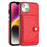 For iPhone 15 Shockproof Leather Phone Case with Card Holder(Red)
