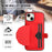 For iPhone 15 Shockproof Leather Phone Case with Card Holder(Red)