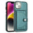 For iPhone 15 Shockproof Leather Phone Case with Card Holder(Green)