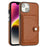 For iPhone 15 Shockproof Leather Phone Case with Card Holder(Brown)