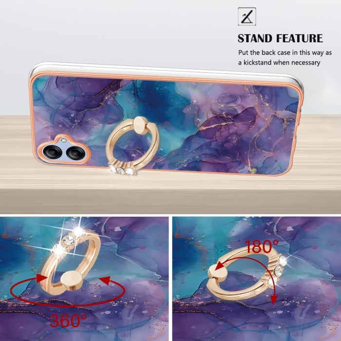 Electroplating Marble Dual-side IMD Phone Case with Ring, For Samsung Galaxy A04e