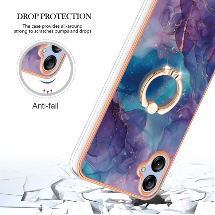 Electroplating Marble Dual-side IMD Phone Case with Ring, For Samsung Galaxy A04e