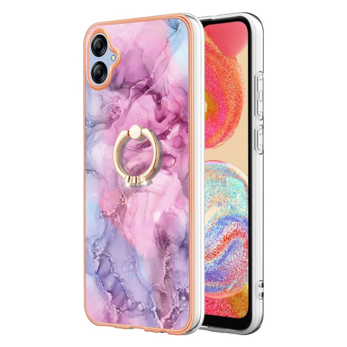 Electroplating Marble Dual-side IMD Phone Case with Ring, For Samsung Galaxy A04e