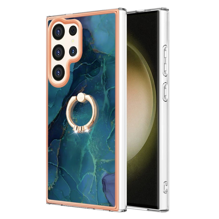 Electroplating Marble Dual-side IMD Phone Case with Ring